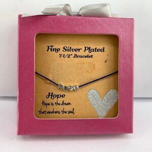 Fine Silver Plated 7 1/2" HOPE Blue String Bracelet New